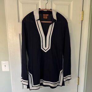 Tory Burch Navy Long Sleeve Tunic size 12